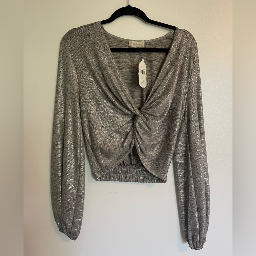 Altar’d State Glitter Twist Front Crop Top